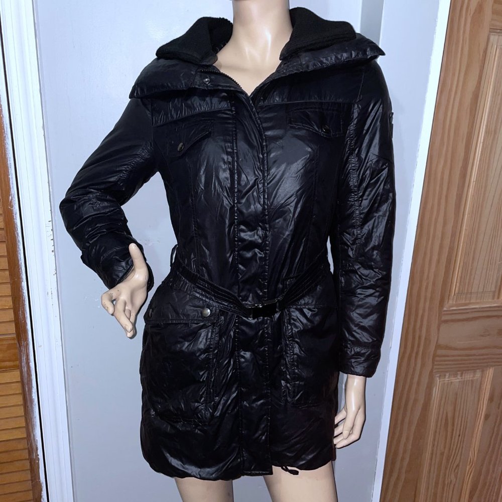 ADD Down Nylon Light Weight Belted Puffer Coat - Picture 2 of 15